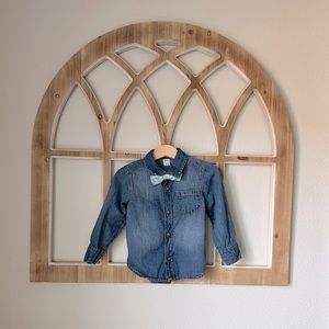 Soft Jean Collared Shirt with removable Easter Bow